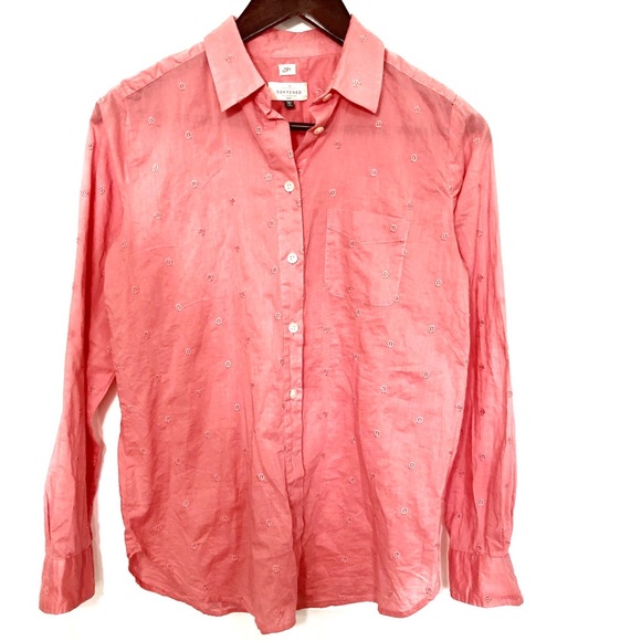 LOFT Softened Pink Detailed Button Down Blouse - Picture 2 of 6